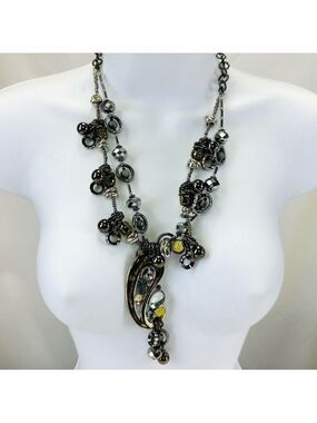 Treska Fifty Shades NEW chunky necklace gunmetal black hematite enamel crystal